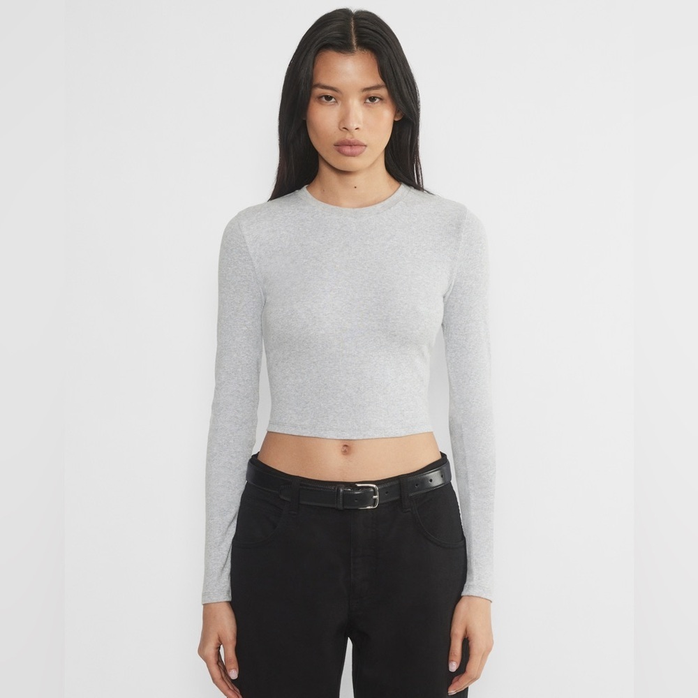 TNA Heather Gray Long Sleeve Cropped Tee